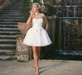 Mikado bodice and Tulle skirt 2 piece mini in Ivory