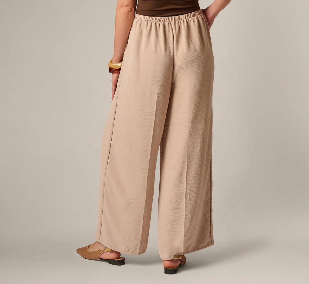 Wide Leg Airflow Braided Trim Pant In Bamboo