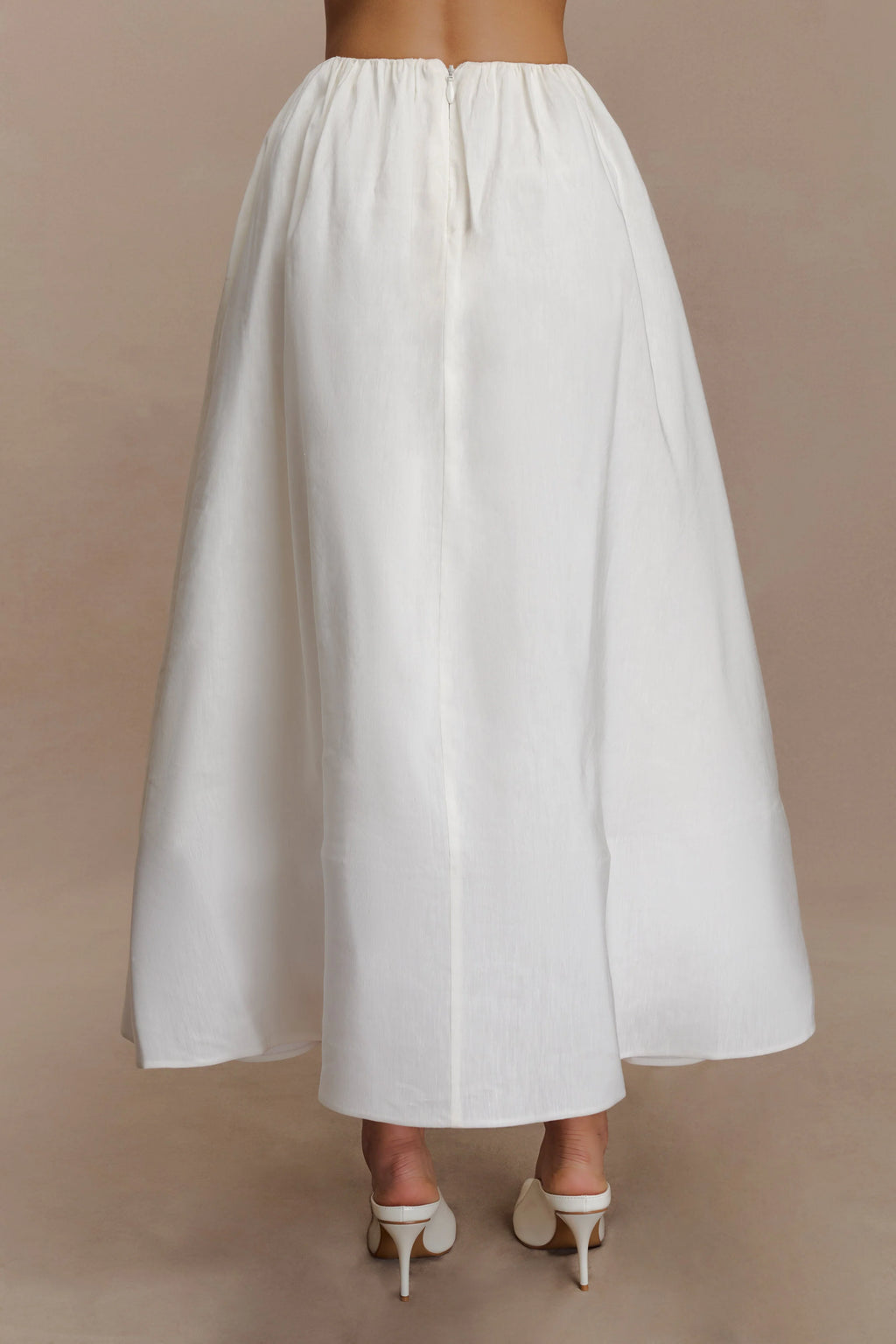 Greta Gathered Maxi Skirt - White