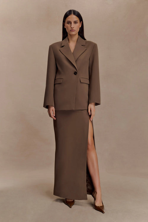 Cassie Column Maxi Skirt - Cacao Brown