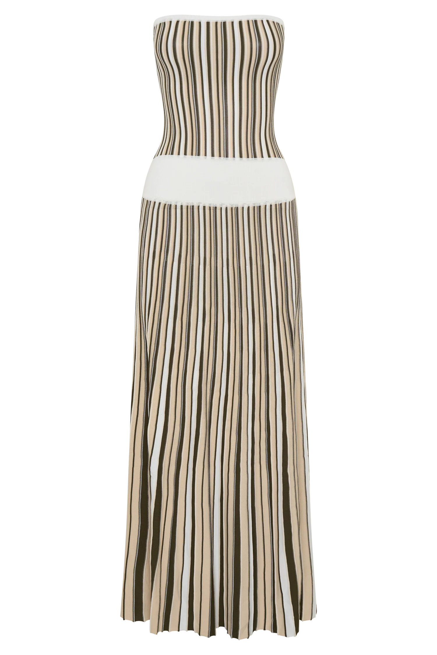 Joyce Stripe Maxi Knit Dress - Khaki/Ivory