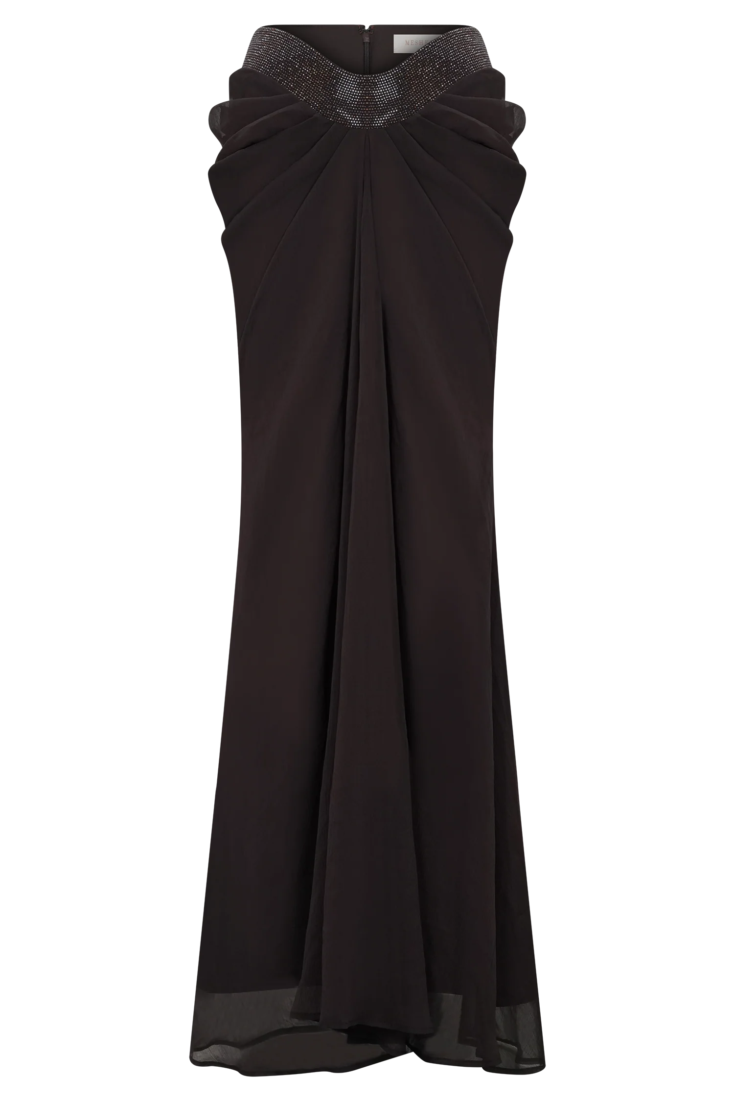 Siren Satin And Diamante Maxi Skirt - Dark Chocolate