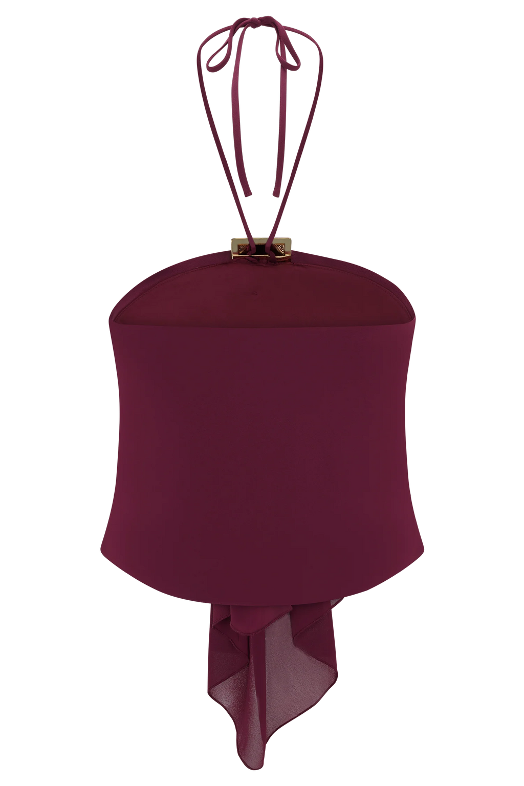 Celina Chiffon Halter Top With Hardware - Cherry Red