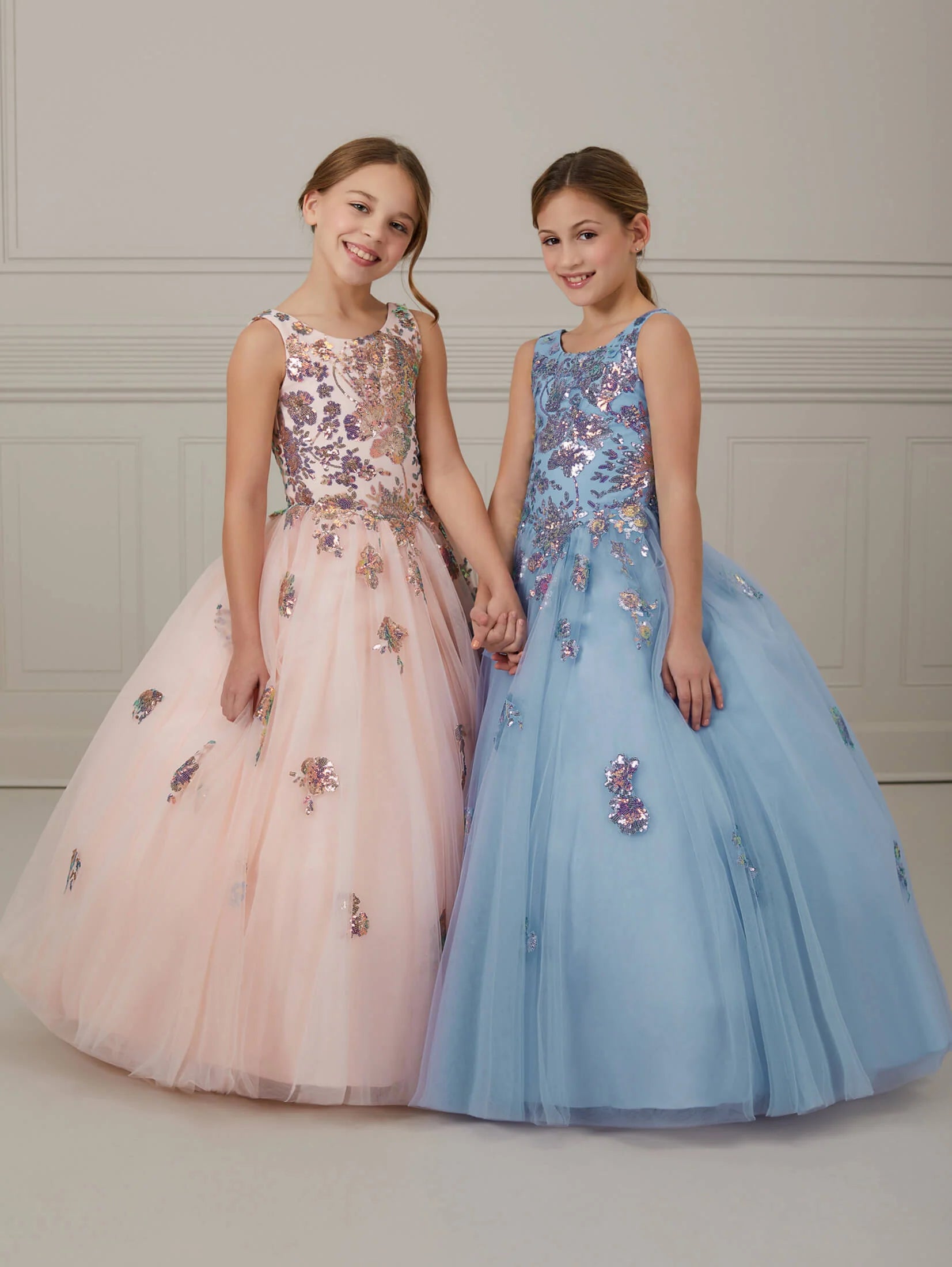Sequin Lace and Tulle Scoop Neck A-Line Skirt
