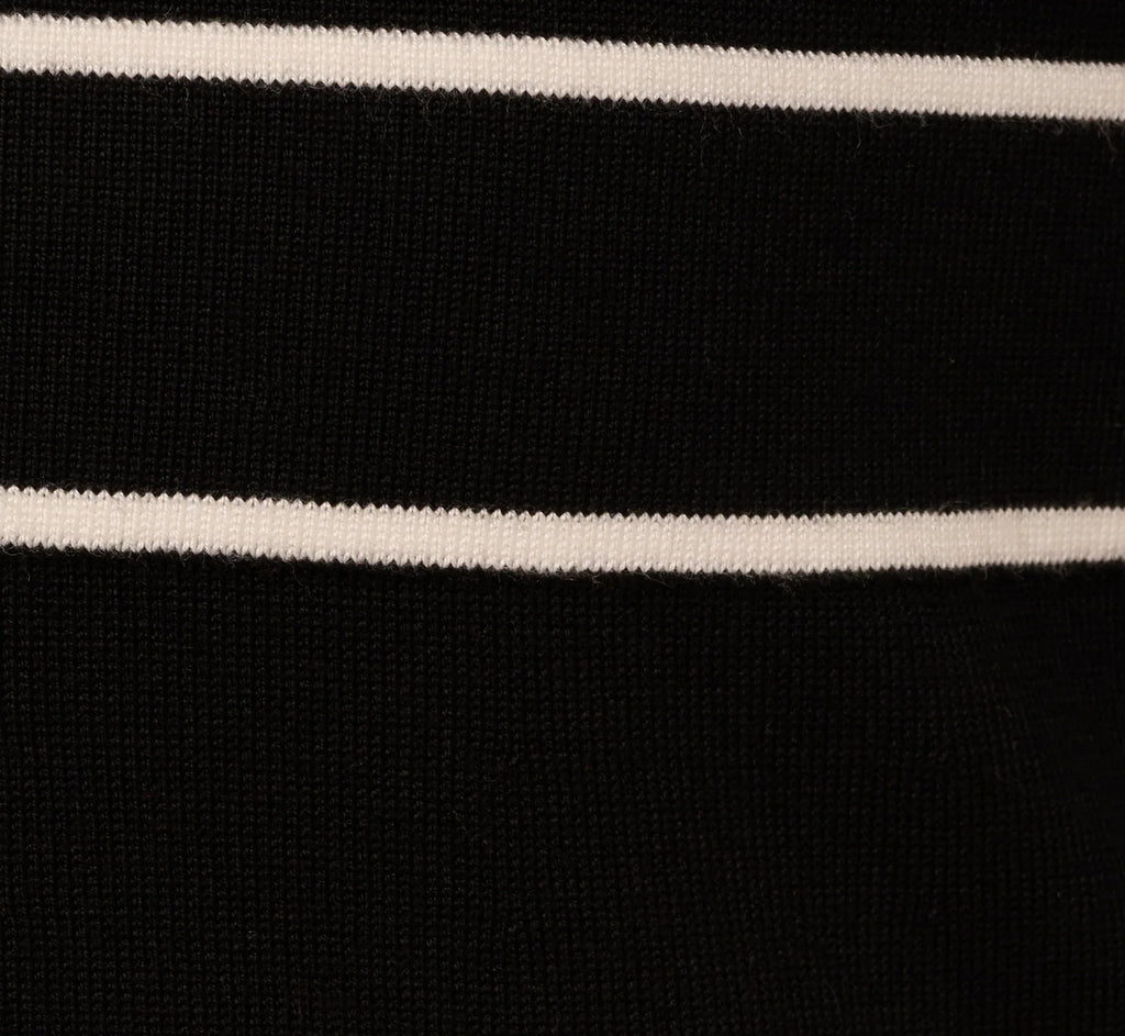 Long Sleeve Contrast Tipped Sweater Dress In Black Ivory