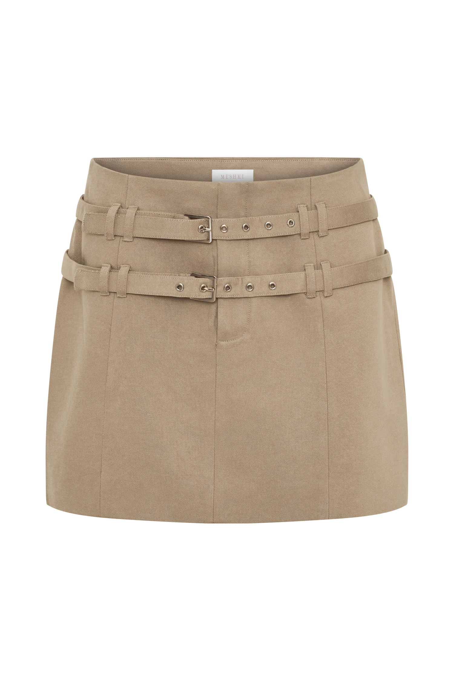 Marielle Double Belt Mini Skirt - Taupe