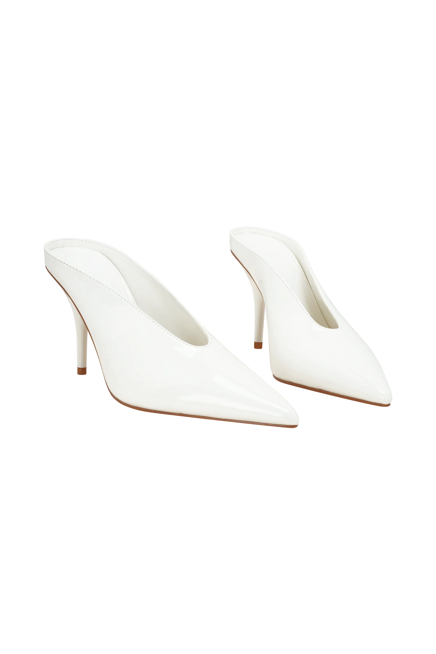 Emerson Patent Faux Leather Point Heel - Ivory