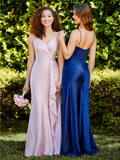 Satin Sheath Flounce Dress
