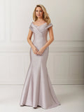 Off-Shoulder Lace and Mikado Fit-and-Flare Dress