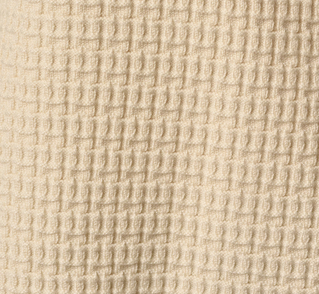 Waffle Weave Bow Collar Pullover Sweater In Cream Black