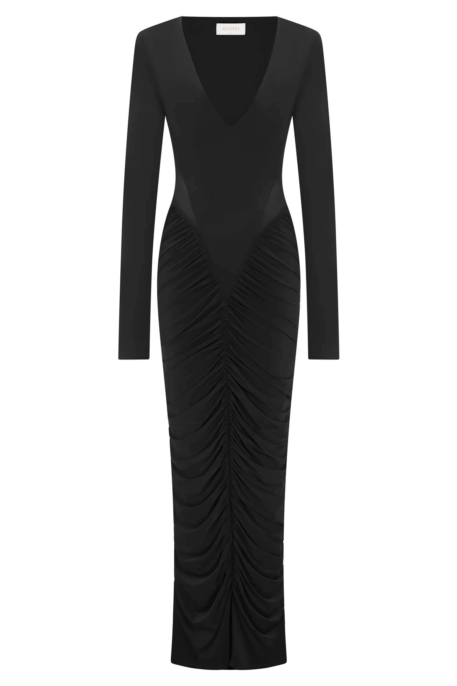 Louanne Slinky Long Sleeve Maxi Dress - Black
