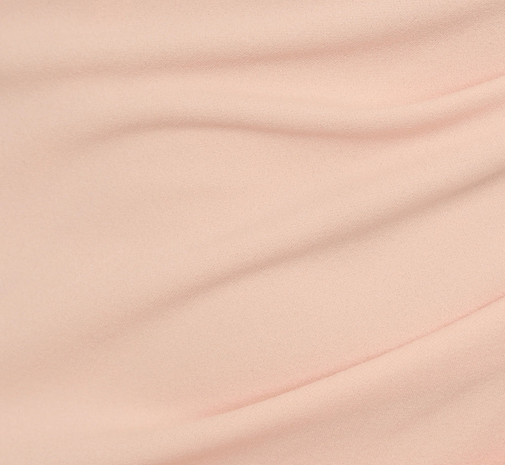 Embellished Short Sleeve Crepe Midi Sheath Dress In Joyful Blush