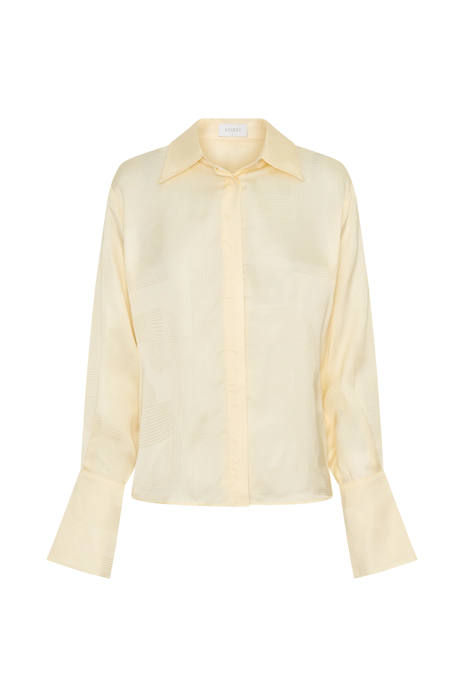 Gia Long Sleeve Satin Shirt - Buttermilk