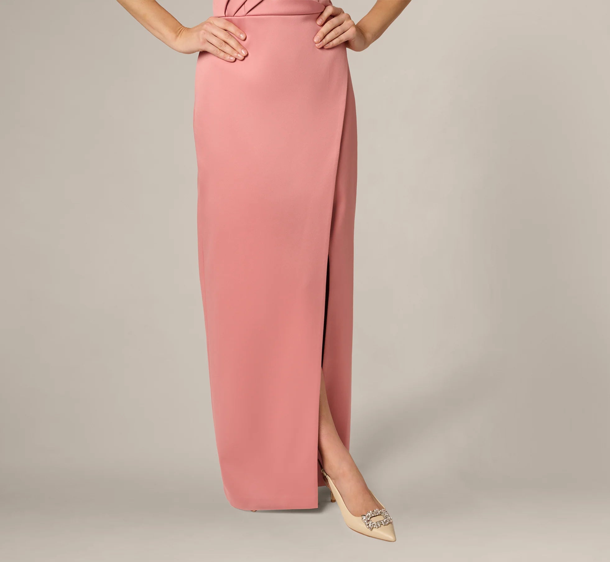 Strapless Duchess Satin Pleated Gown In Rose