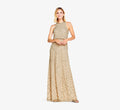 Art Deco Beaded Blouson Dress with Halter Neckline