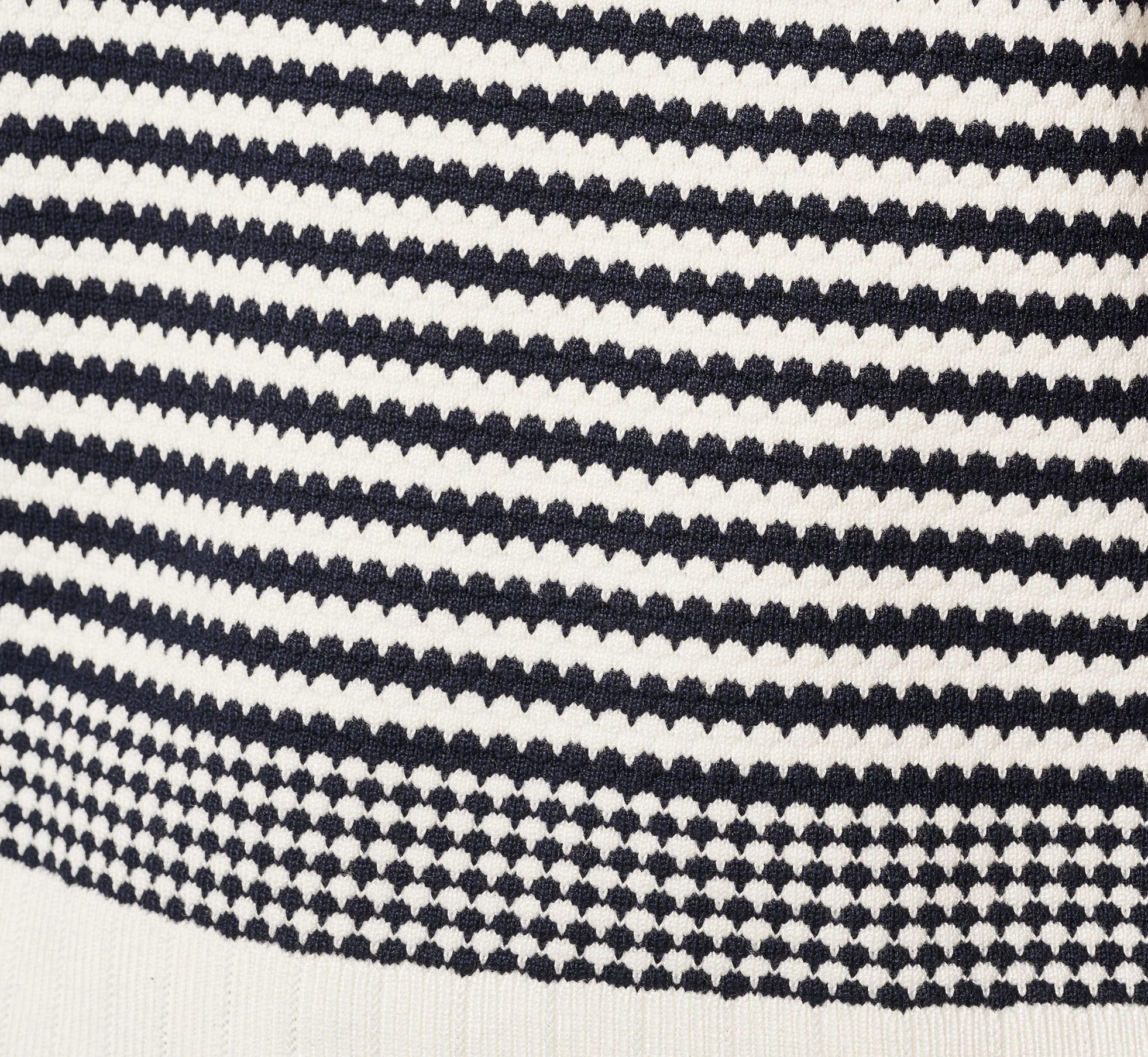 Three Quarter Sleeve Stripe Knit Sweater Top In Ivory Navy