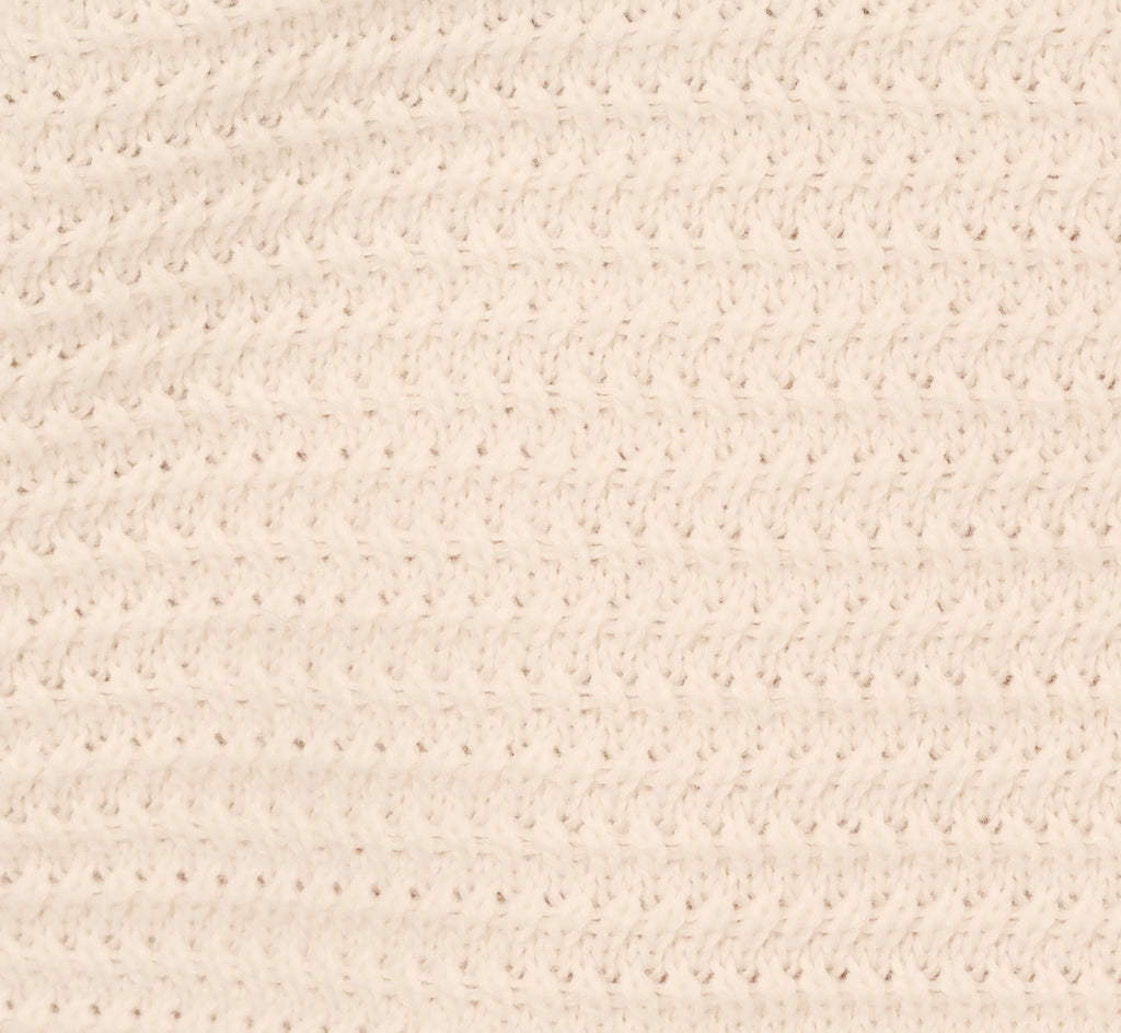 Short Sleeve Collared Cotton Crochet Top In Ivory Blue Moon