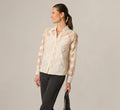 Long Sleeve Sheer 3D Floral Petal Blouse In Cream Frosting
