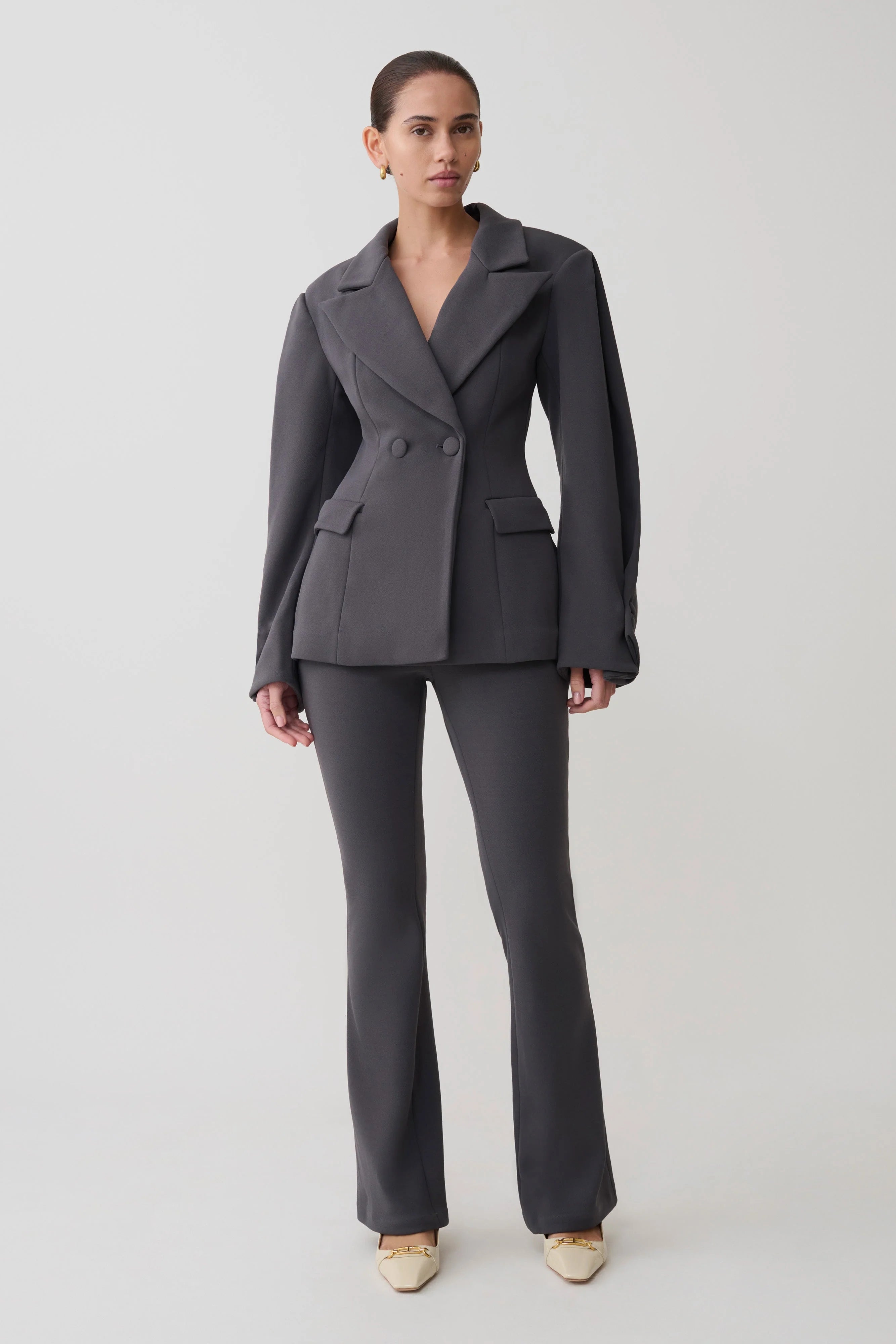 Marion Fit And Flare Pant - Charcoal Shadow