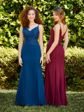 Spaghetti Strap Chiffon and Lace Fit-and-Flare Gown
