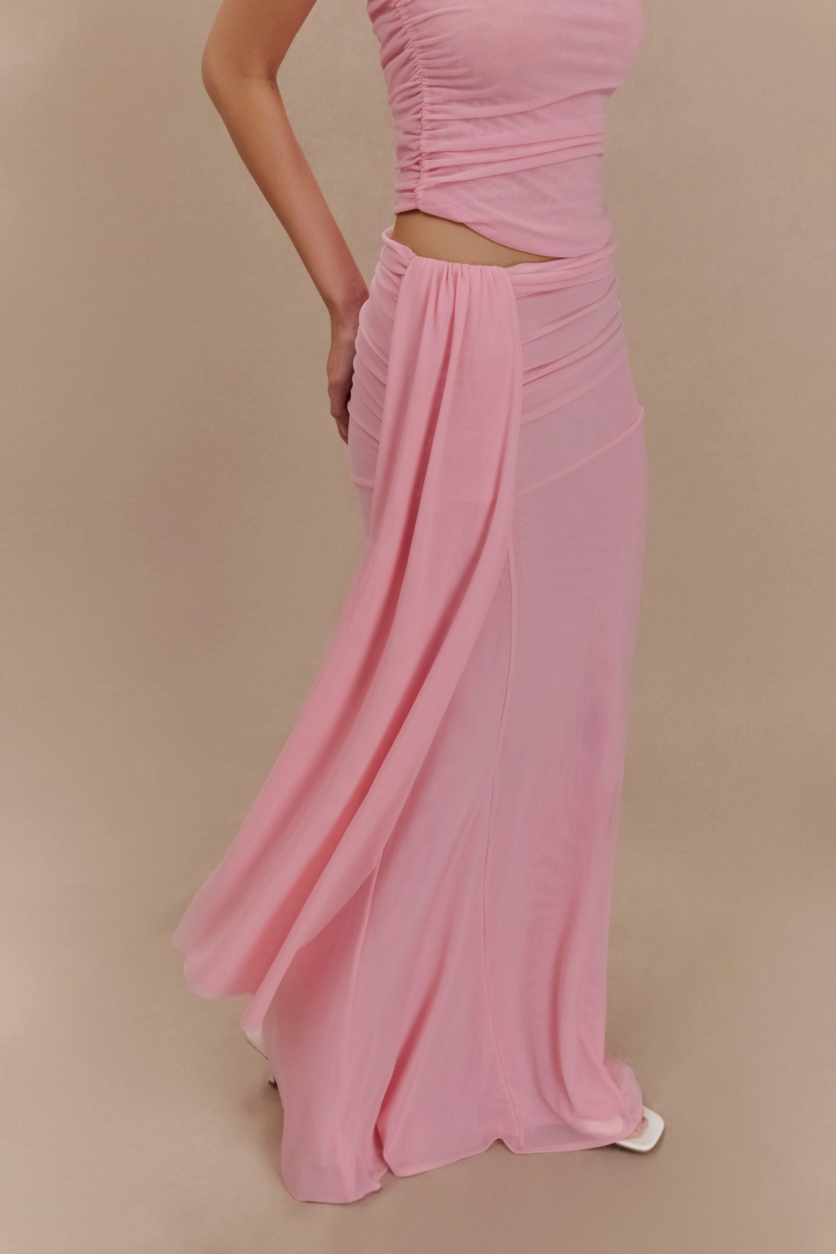 Arna Mesh Maxi Skirt - Candy Pink
