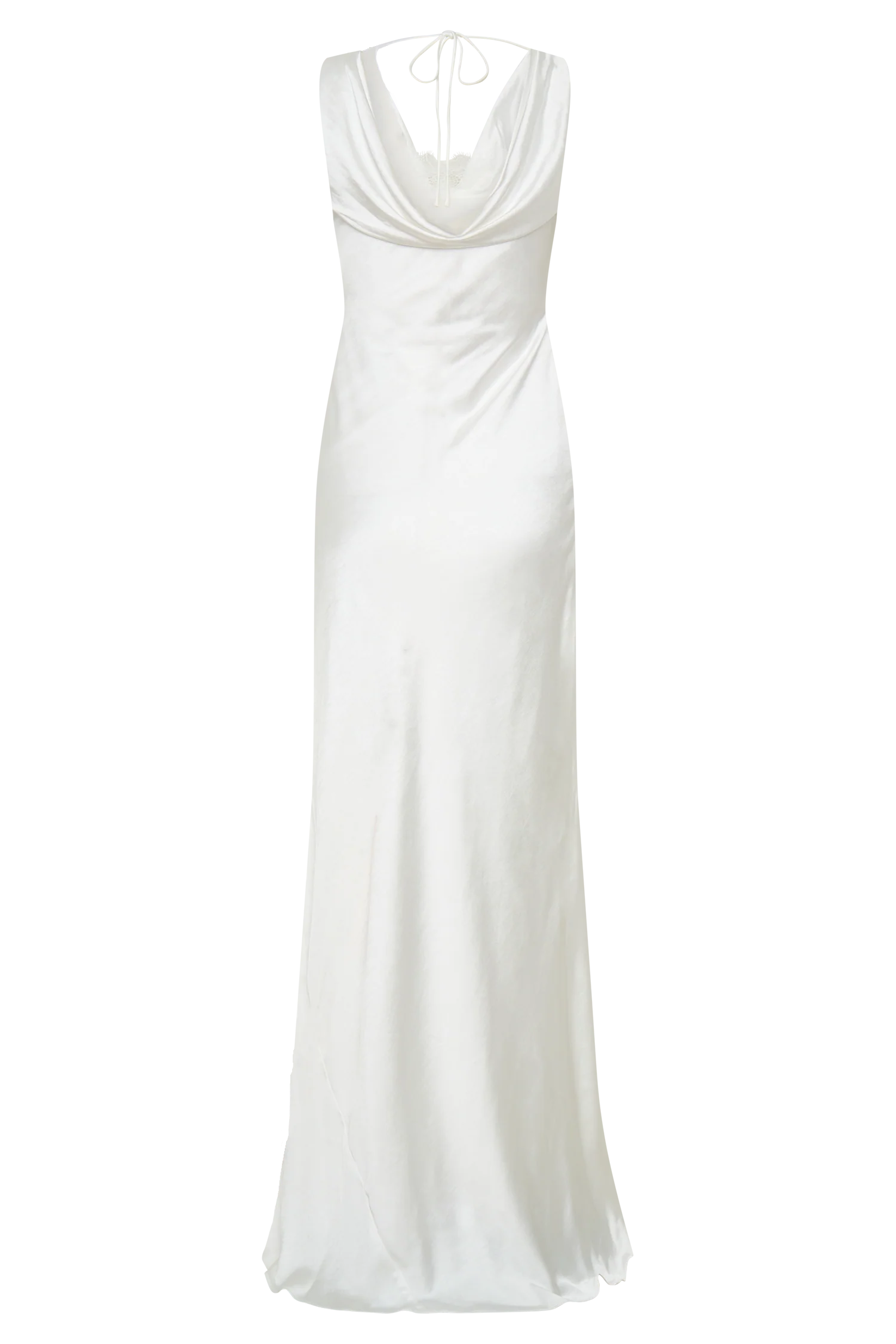 Ashley Cowl Neck Lace And Satin Maxi Dress - Ivory