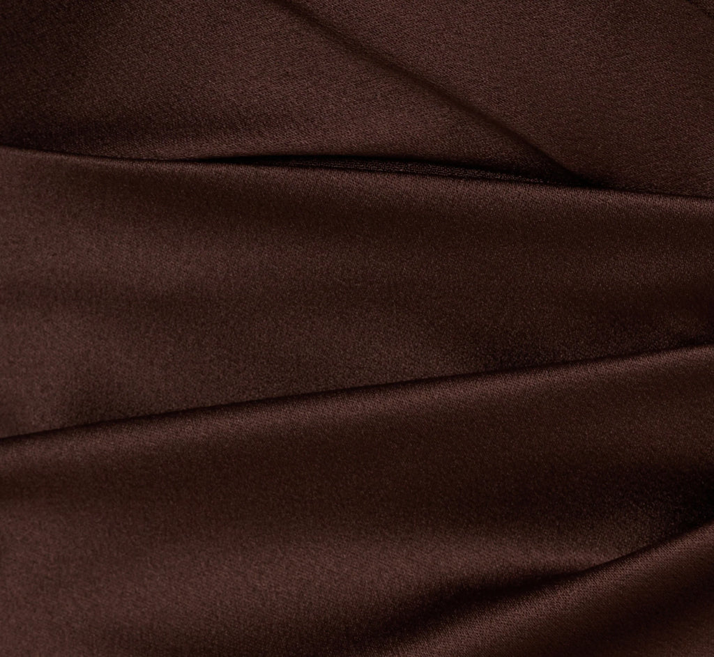 Satin Crepe Three Quarter Sleeve Jumpsuit With Buckle Waist In Dark Brown