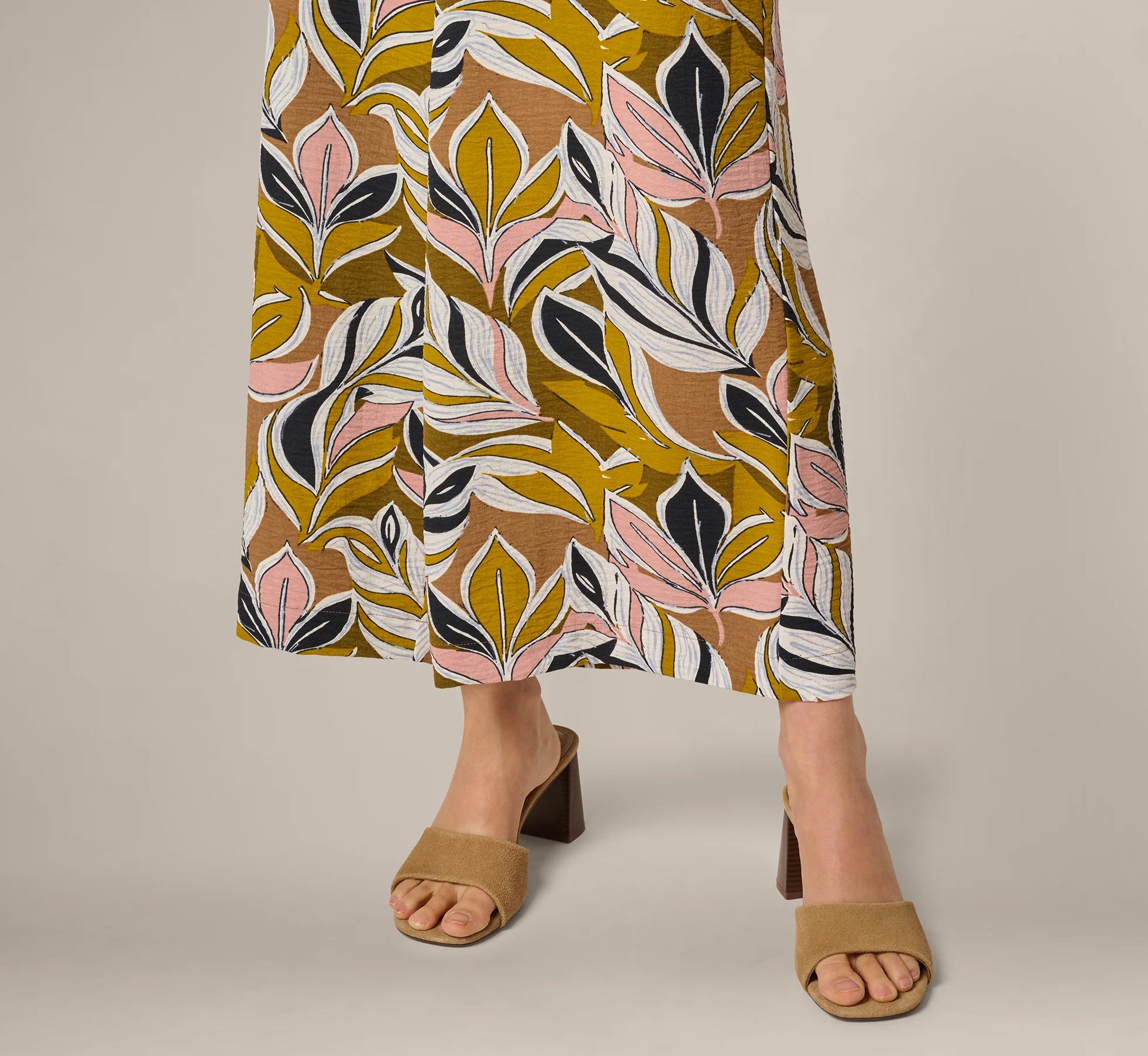 Wide Leg Rope Belt Pants In Amber Green Brushed Leaf