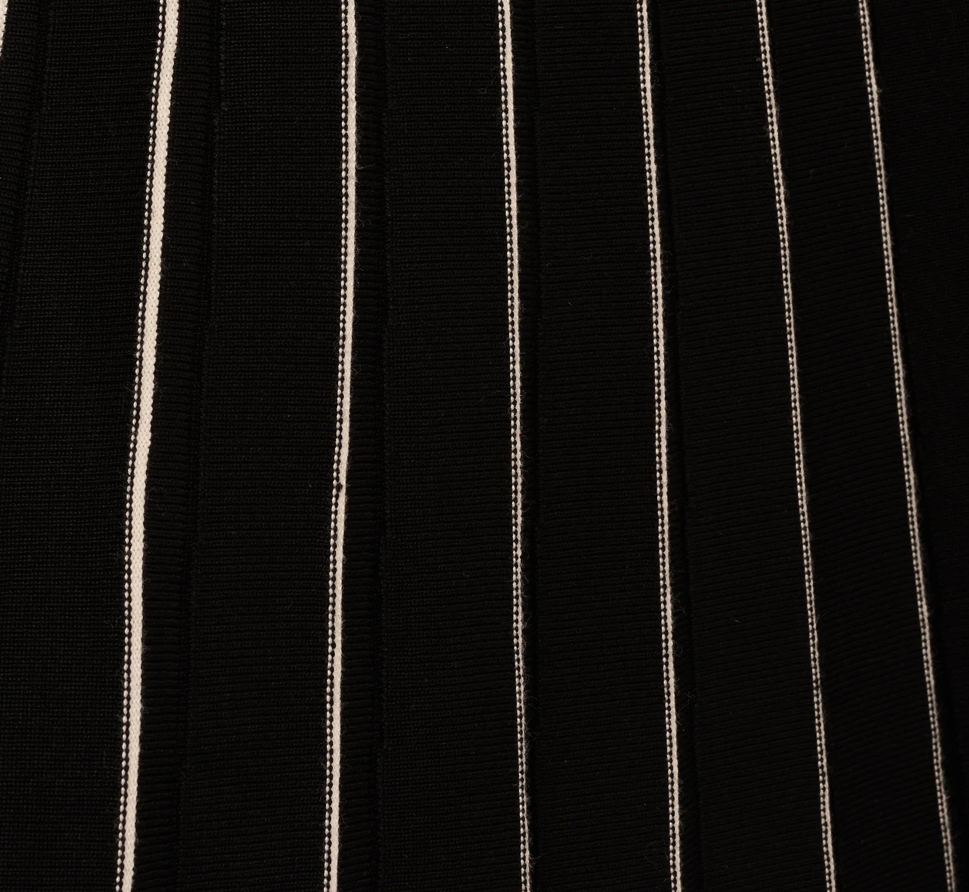 Pleated Pinstriped Knit Midi Skirt In Black Cream
