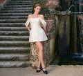 Jacquard off the shoulder mini in Soft White