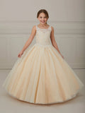 Glitter Floral and Layered Tulle A-Line Gown