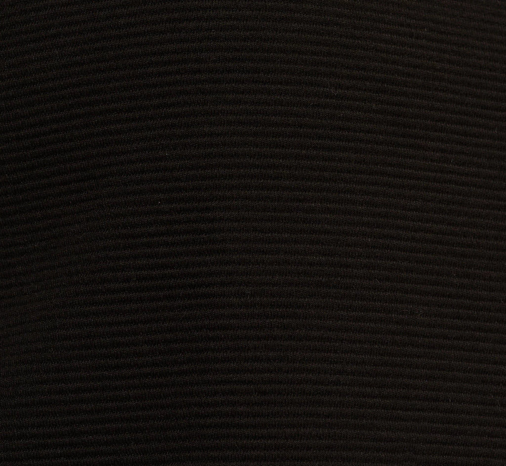 Three Quarter Sleeve Drop Shoulder Rib Knit Top In Black