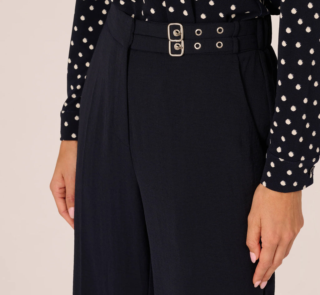 Straight Leg Side Buckle Pant In Blue Moon