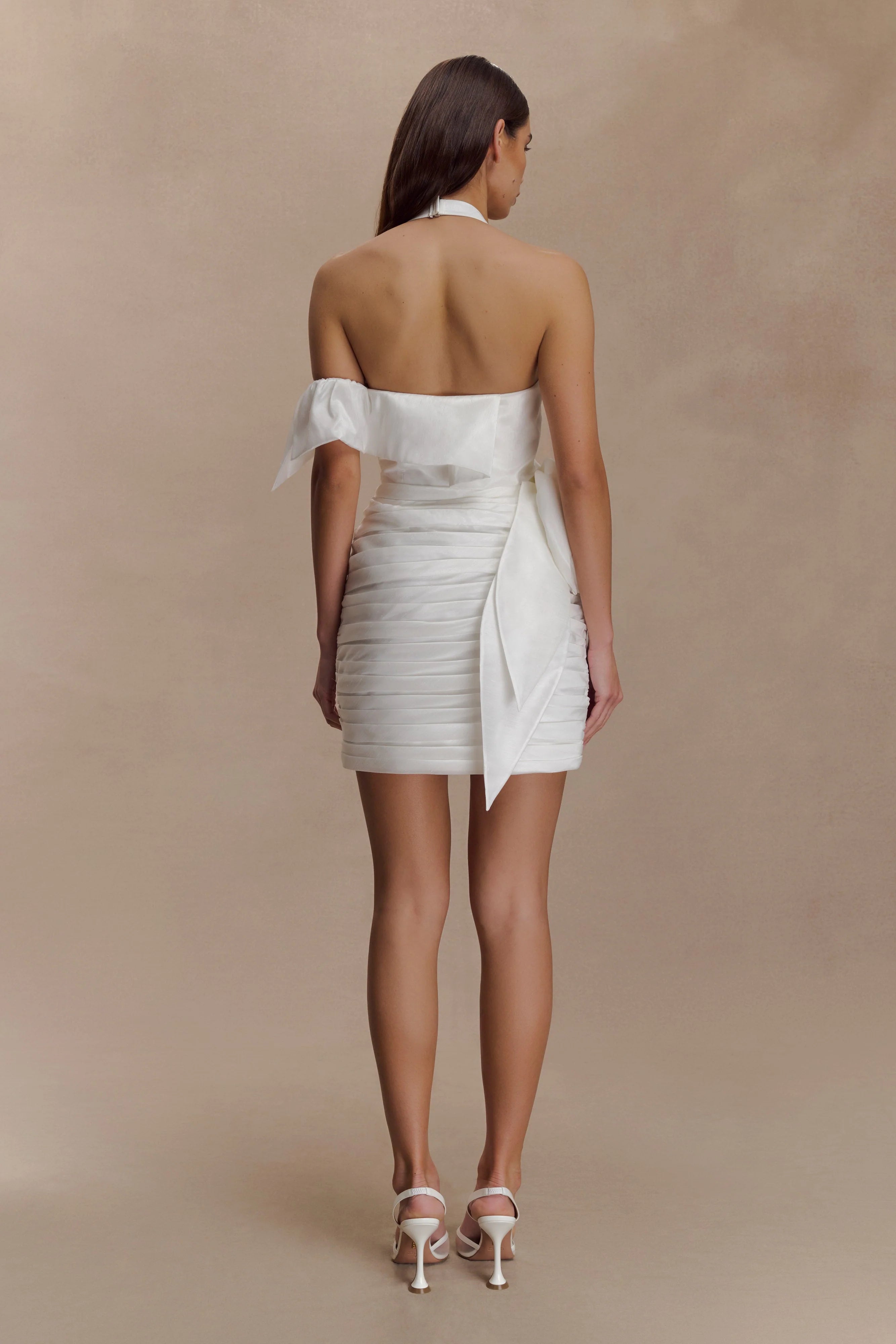 Claudine Taffeta Floral Mini Dress - White