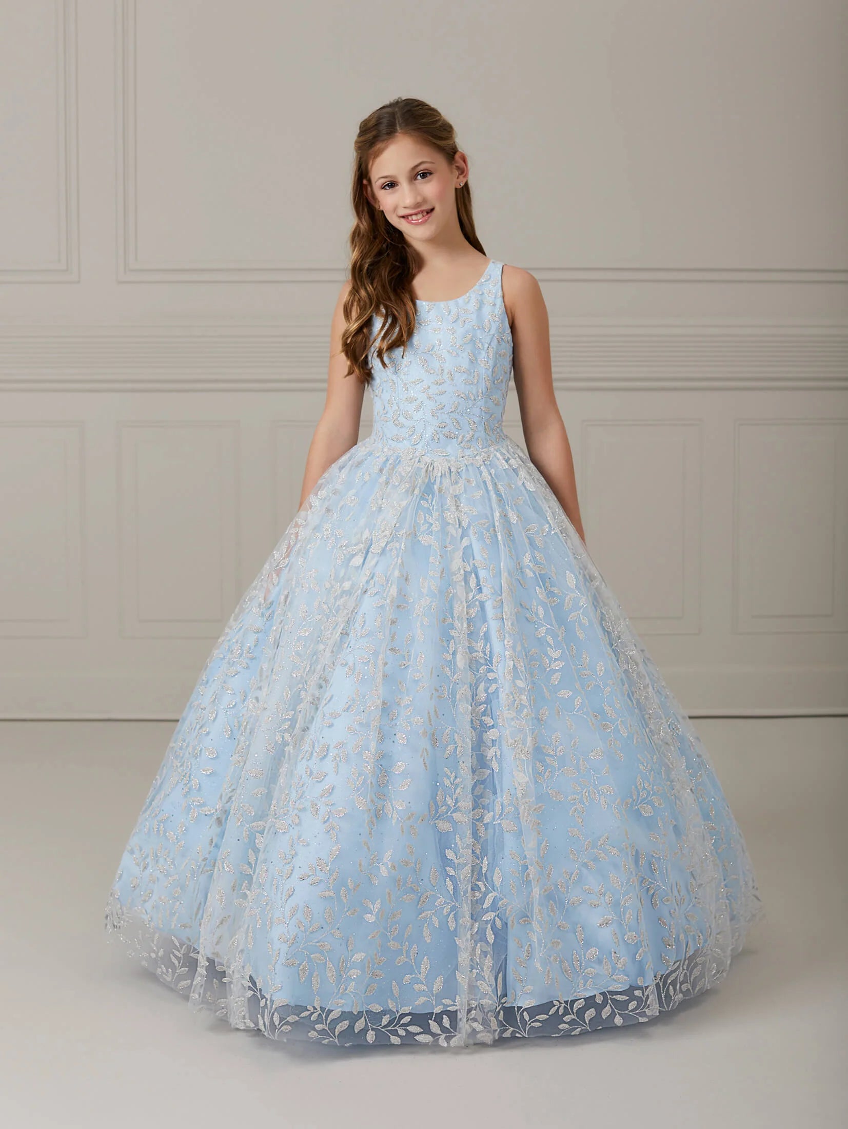 Glitter Floral Tulle A-Line Dress