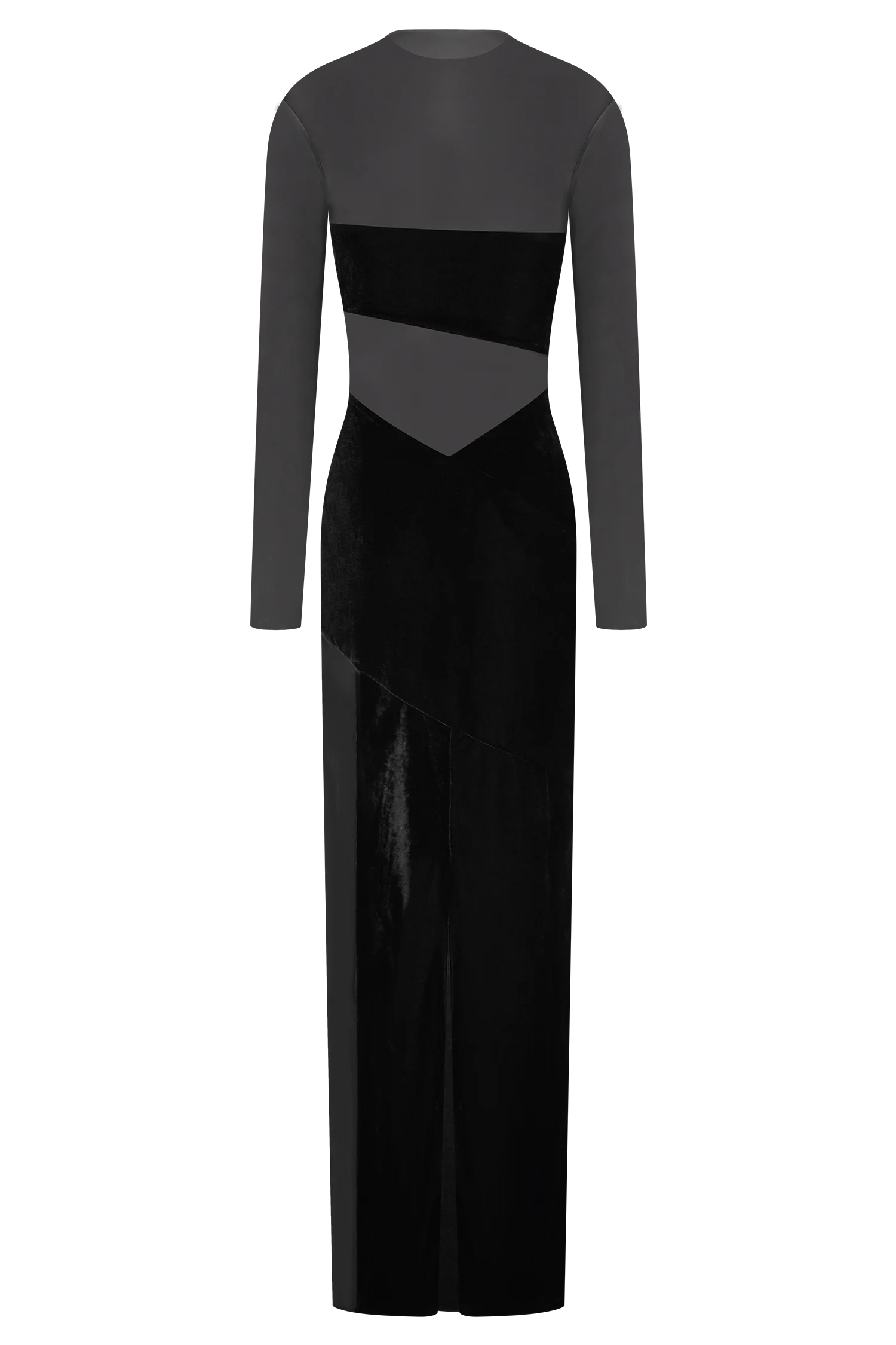 Davina Velvet And Mesh Maxi Dress - Black