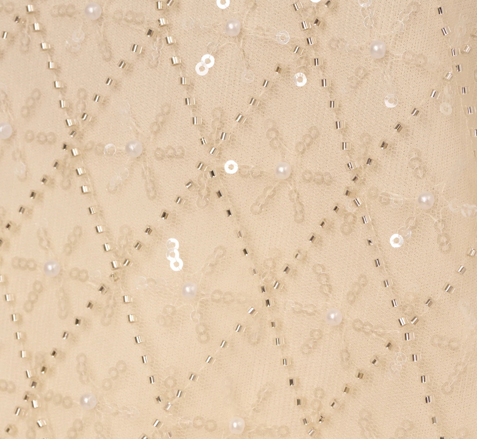 Sequin Beaded Tank Top In Almond Cream