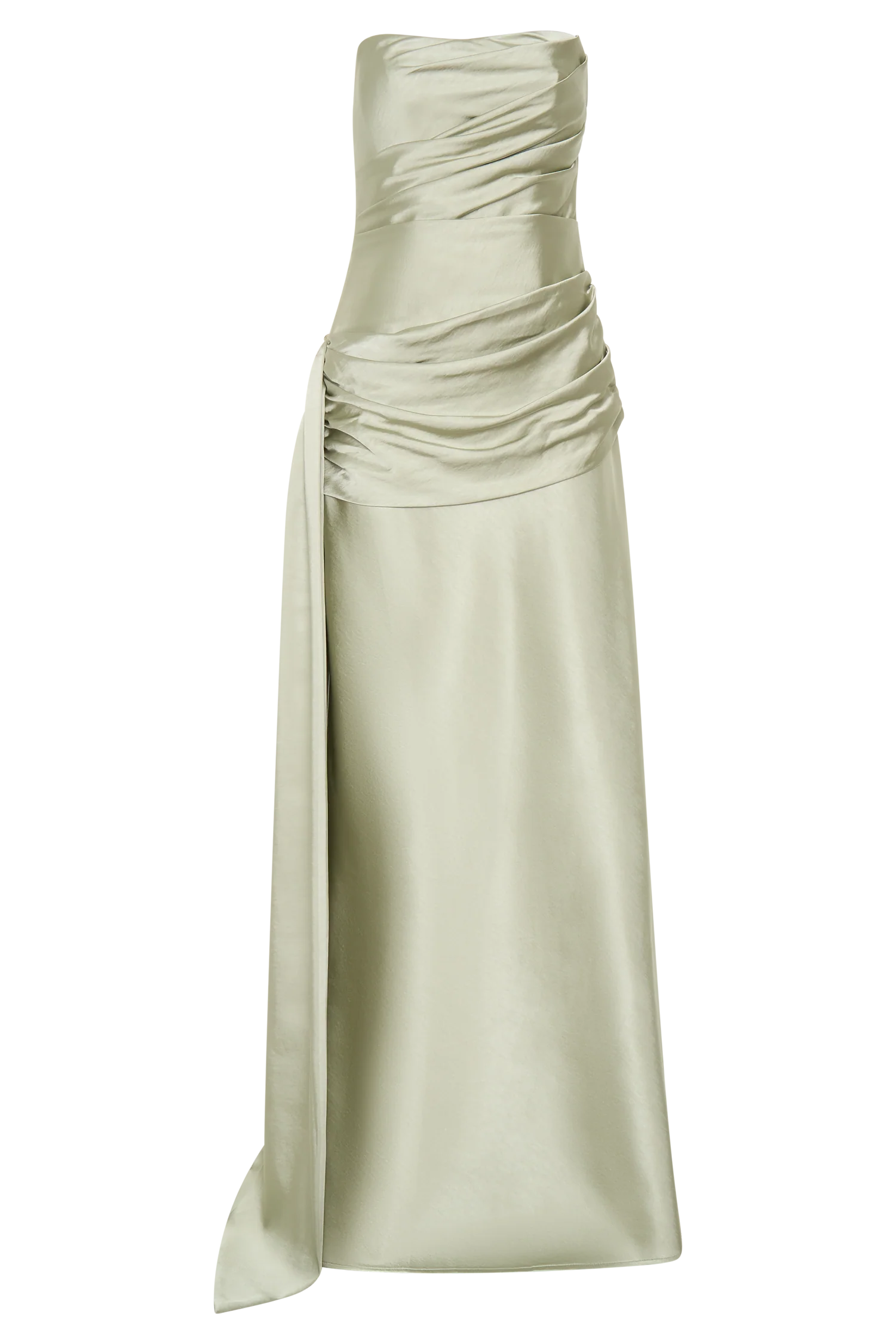 Sarah Strapless Maxi Dress With Waist Tie - Sage