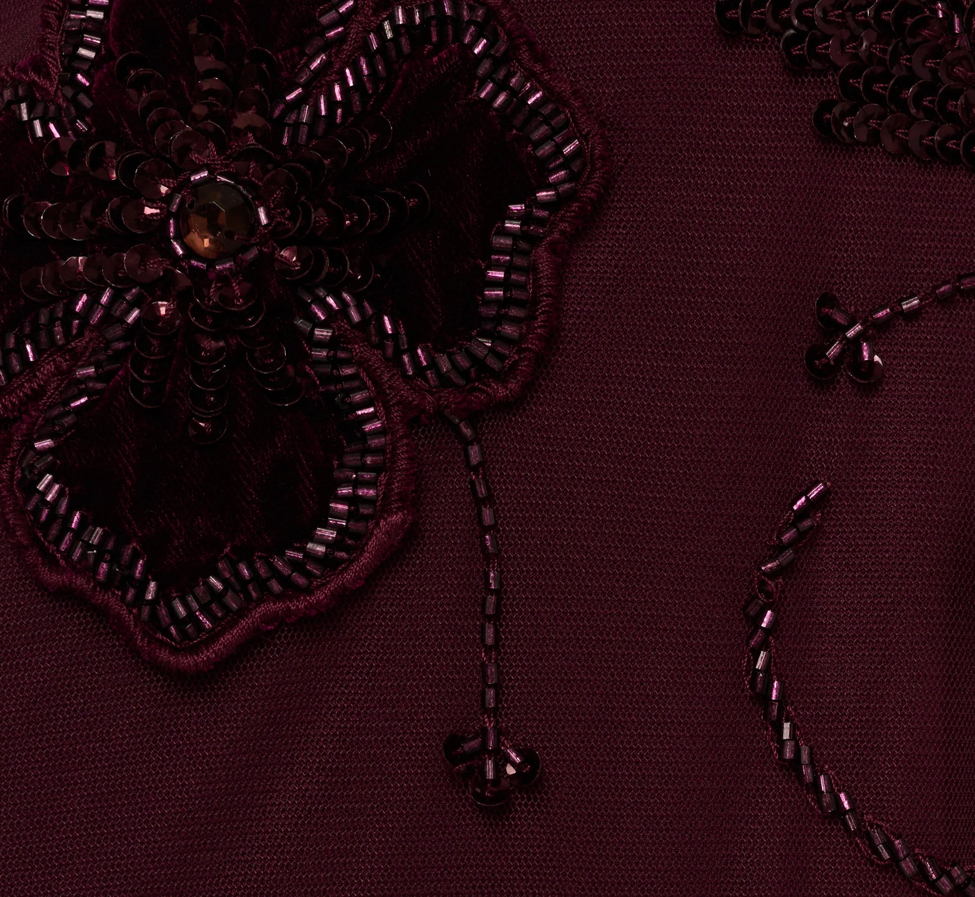 Sleeveless Velvet Beaded Floral Gown In Night Plum