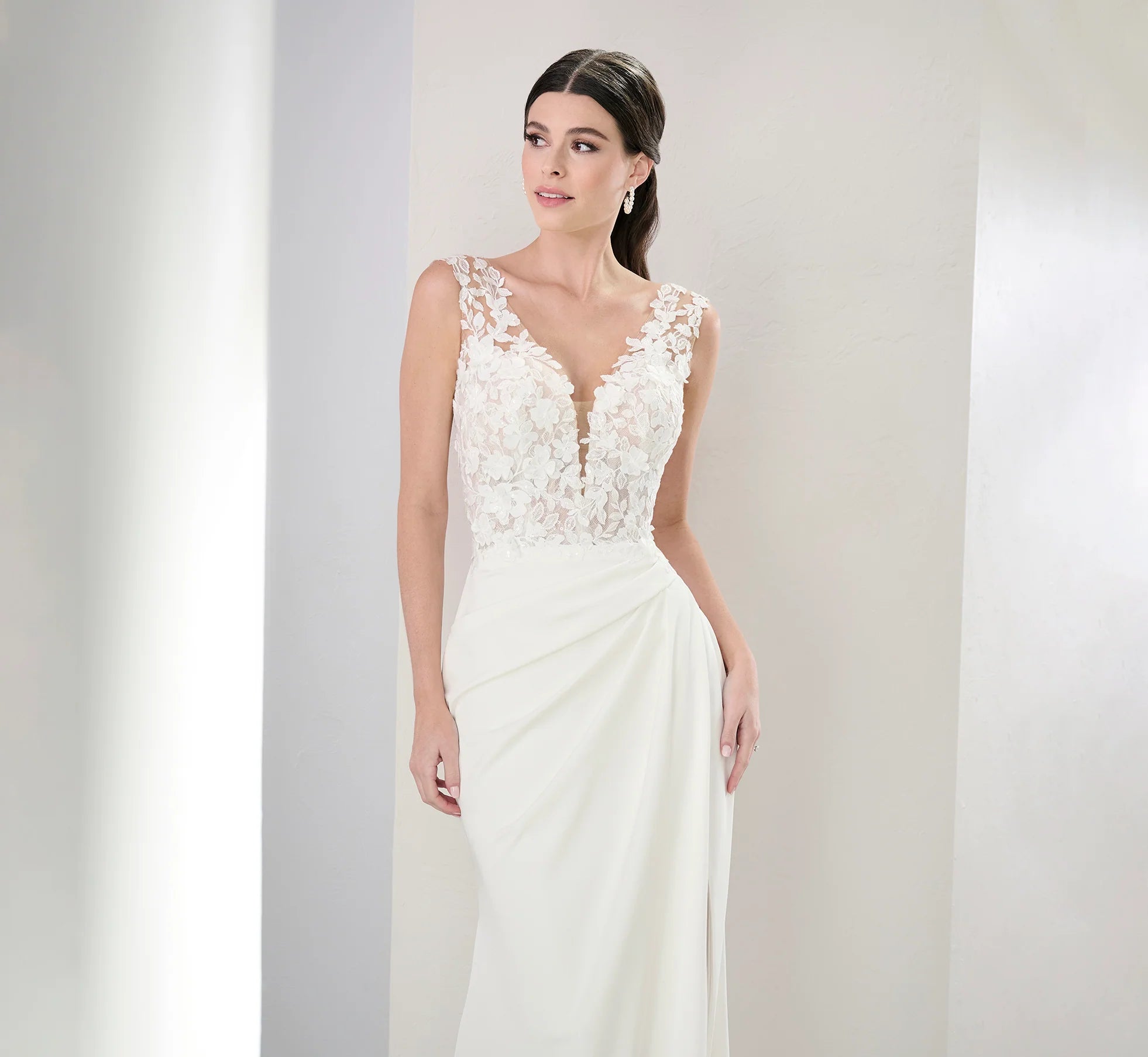 Stretch Matte Charmeuse Gown In Ivory Nude