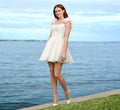 Organza Short Skirt With Ruffle Straps In Ivory
