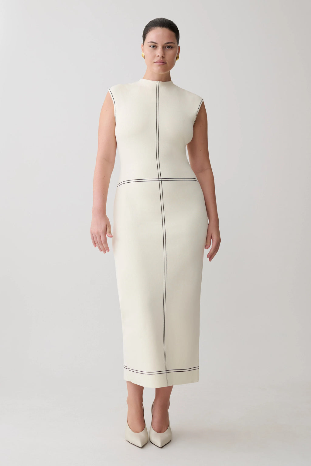 Malone Bandage Knit Midi Dress - Ivory