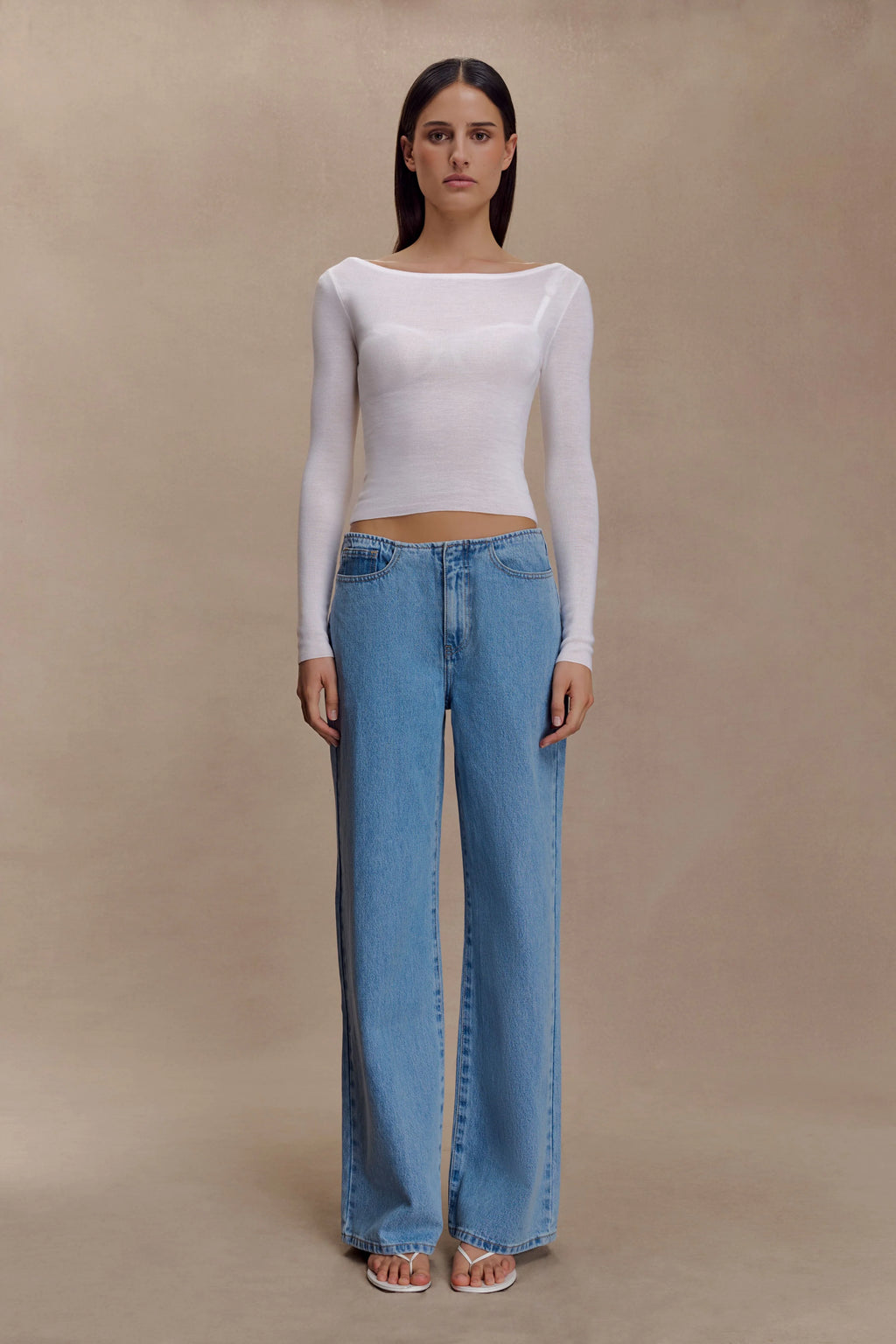 Paedyn Merino Wool Ribbed Long Sleeve Top - Ivory