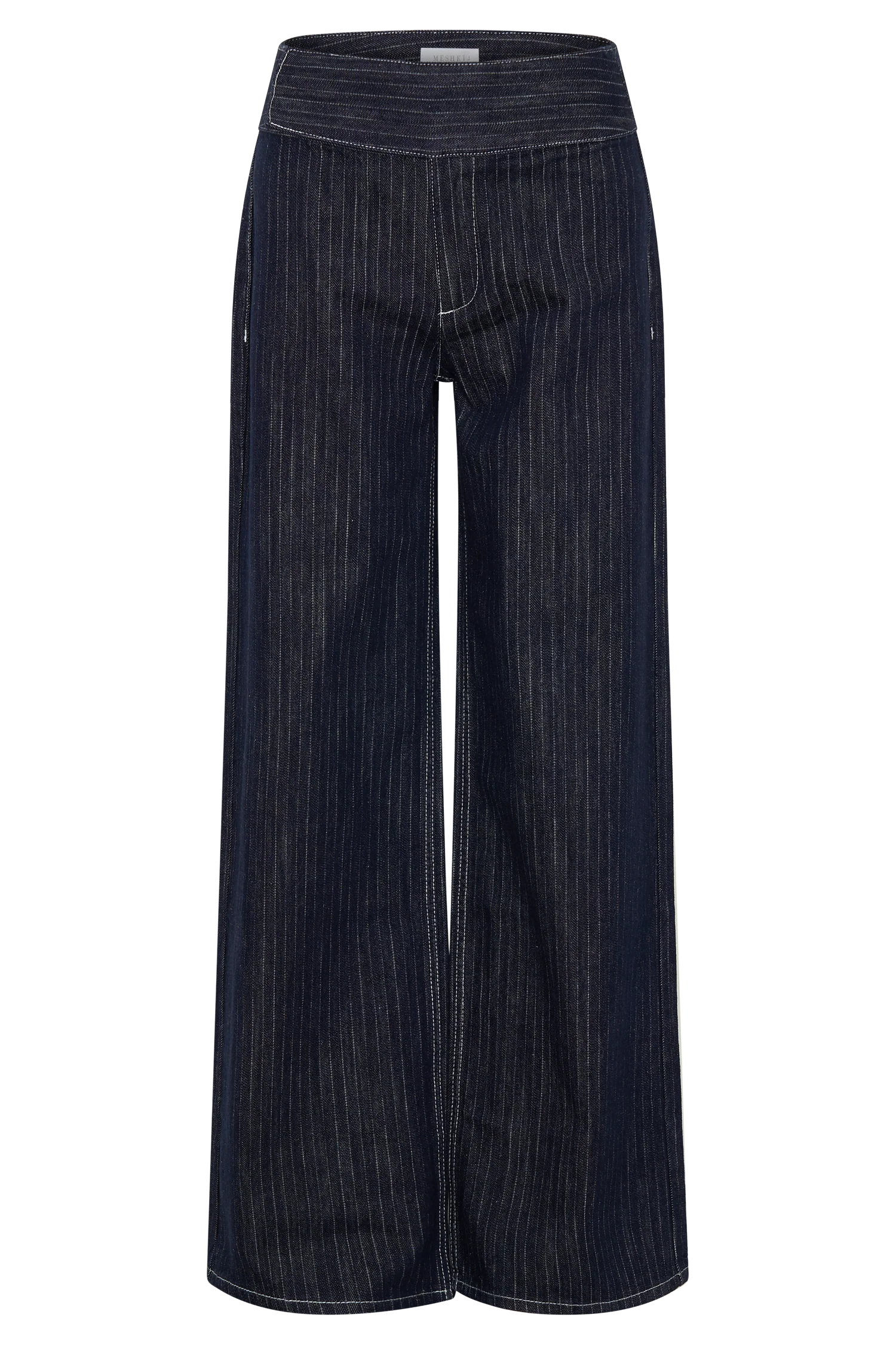 Sienna Flare Mid Rise Denim Jeans - Indigo Pinstripe