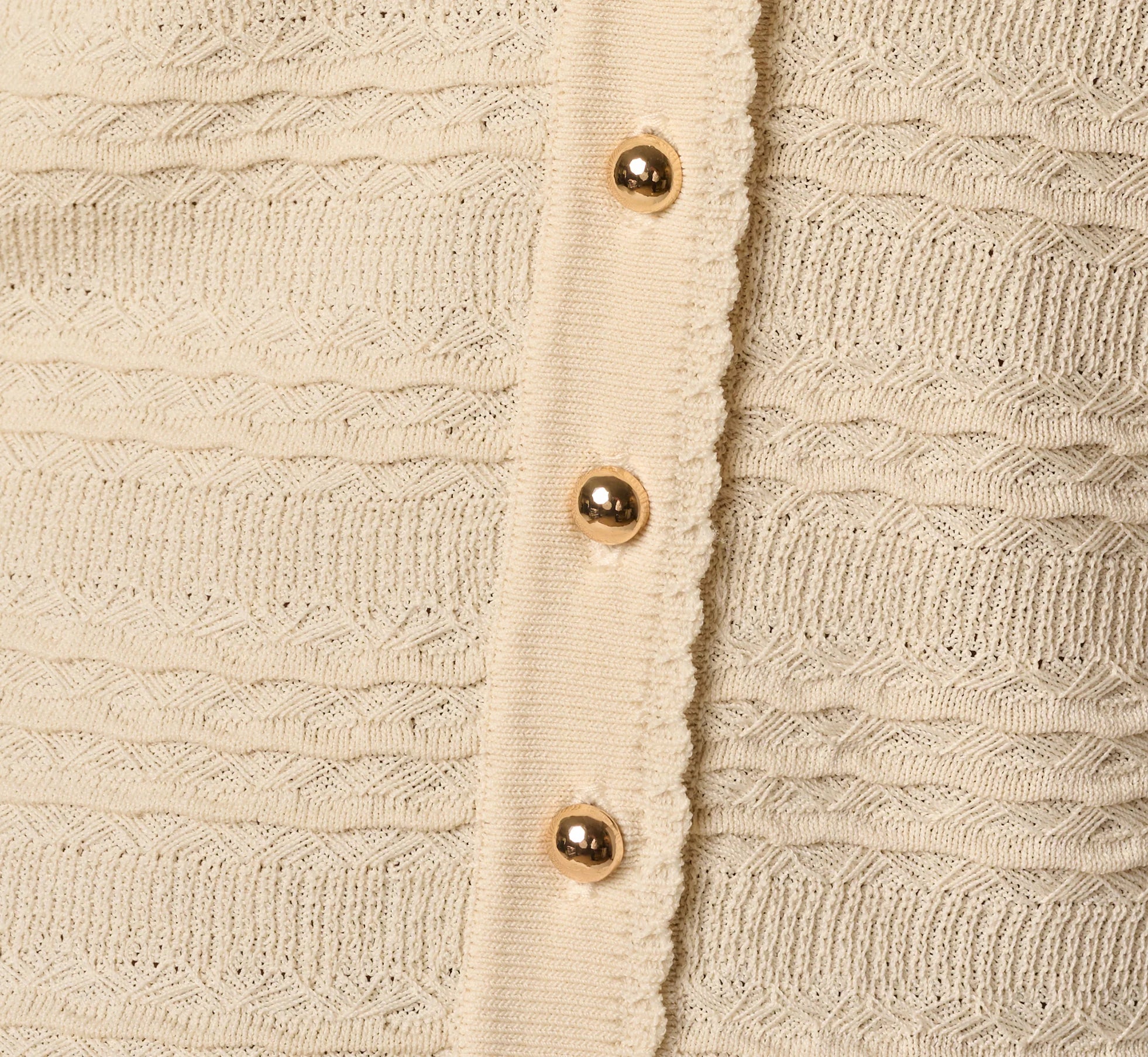 Ruffle Hem Cable Knit Cardigan Sweater In Cream