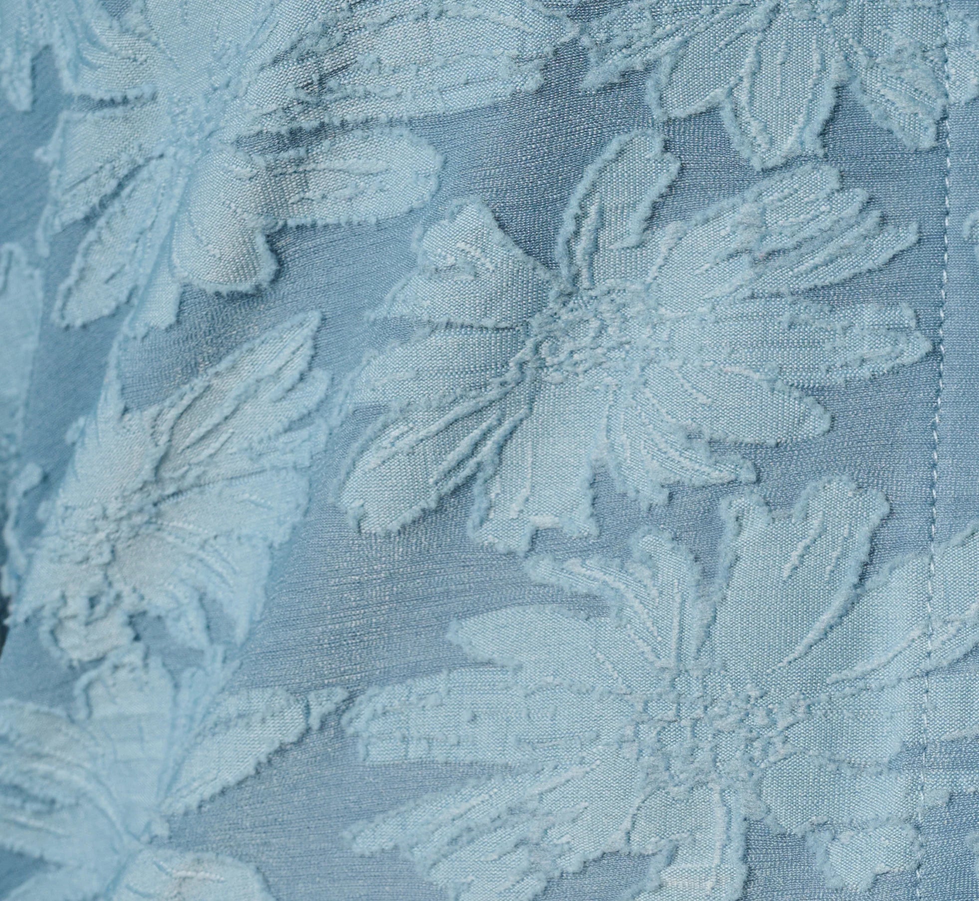 Long Sleeve Semisheer Burnout Floral Blouse In Stone Blue