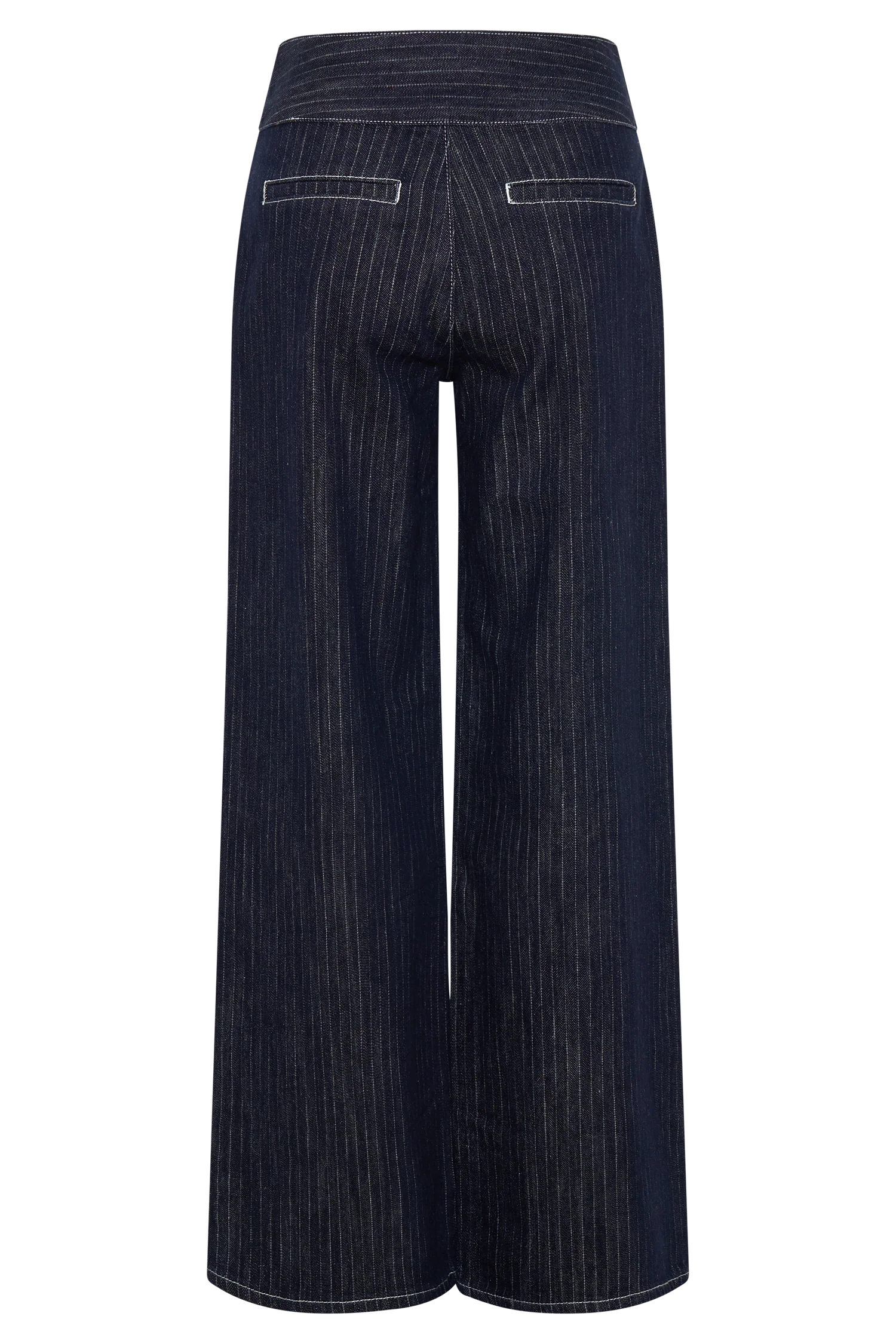 Sienna Flare Mid Rise Denim Jeans - Indigo Pinstripe