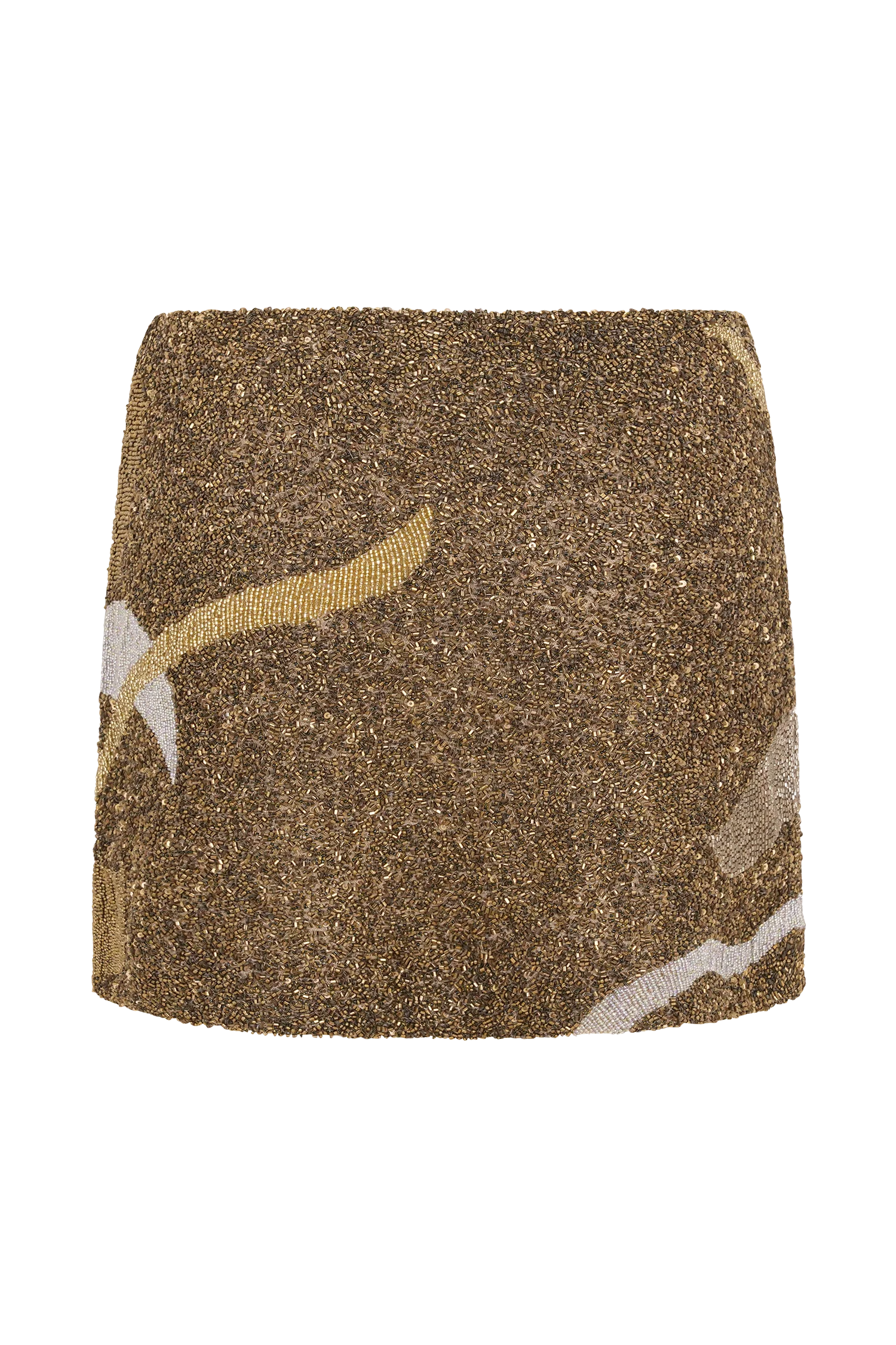 Asher Hand Beaded Abstract Mini Skirt - Gold