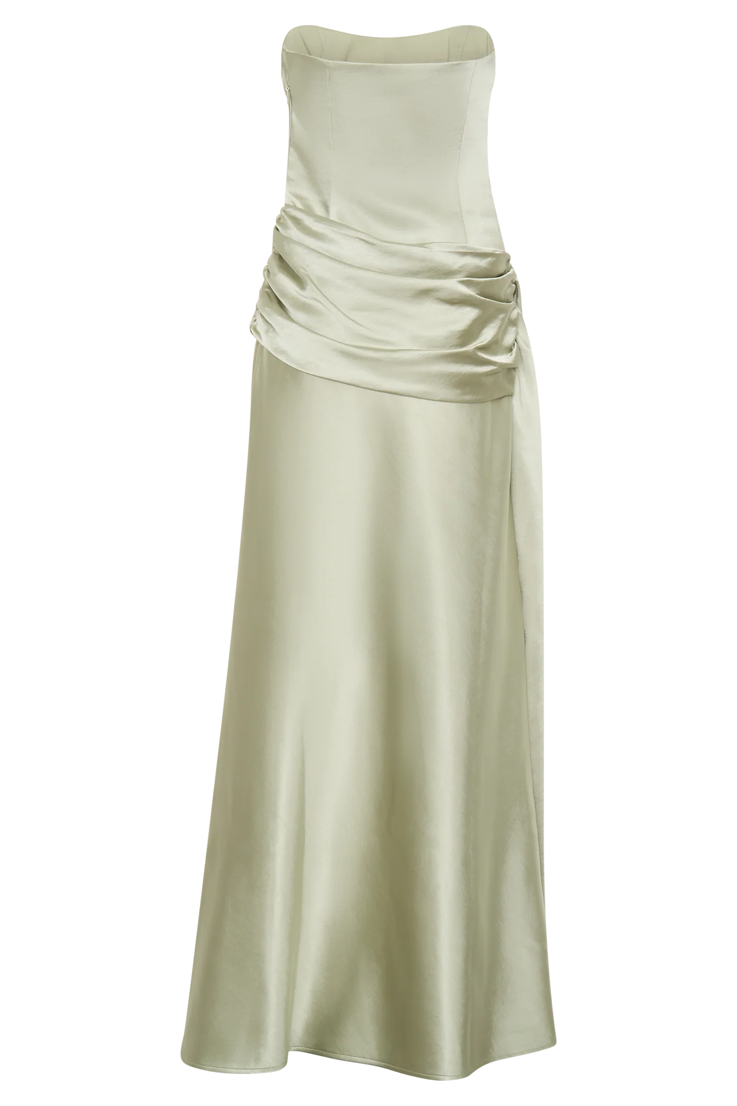 Sarah Strapless Maxi Dress With Waist Tie - Sage