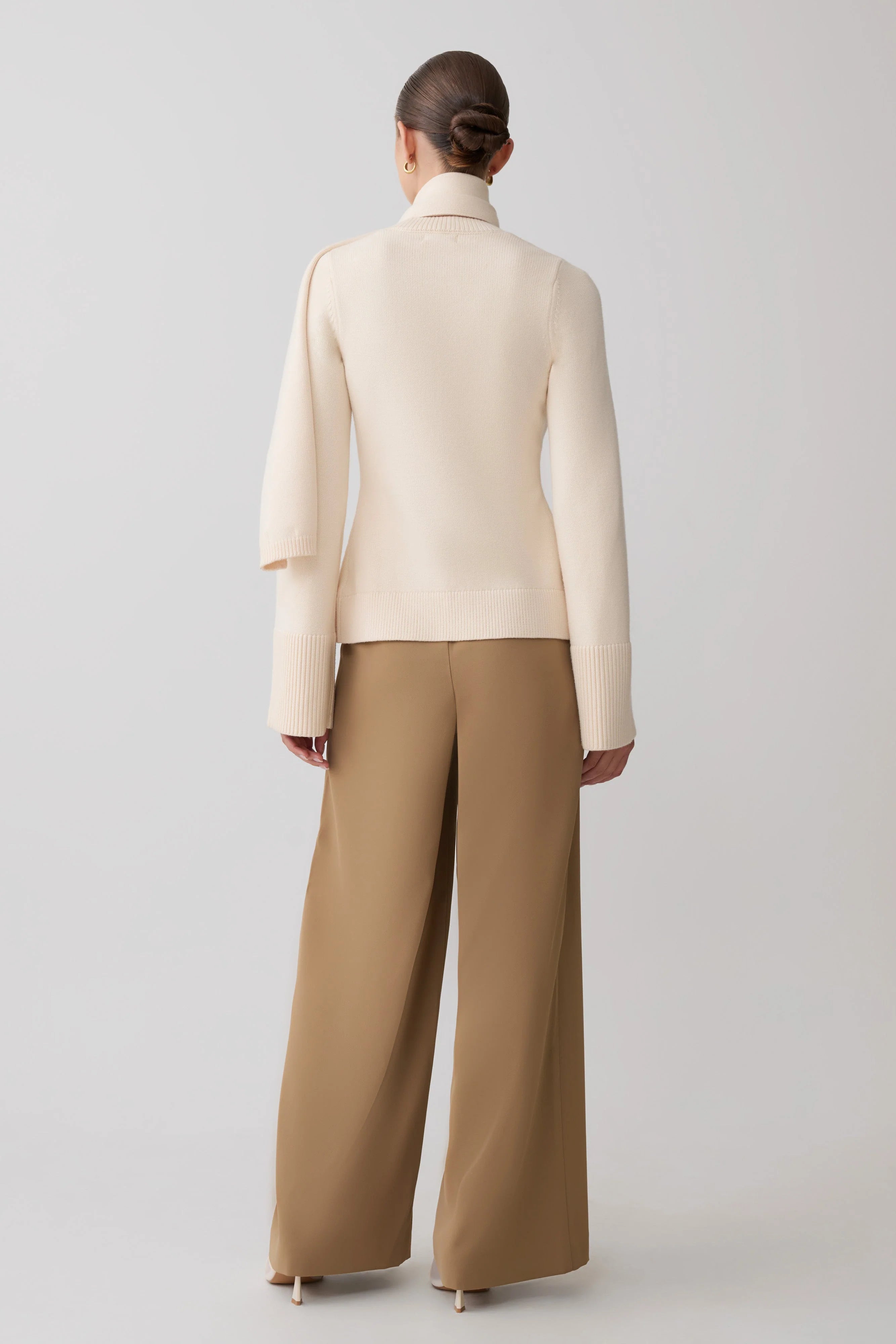 Lara Knit Cardigan With Scarf - Ivory